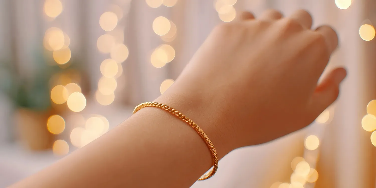Close-up of a custom-fit permanent gold bracelet welded without a clasp for everyday wear