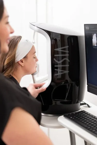 Woman Getting Visia Skin Analysis Treatment at Pure Beauty in Albany, OR