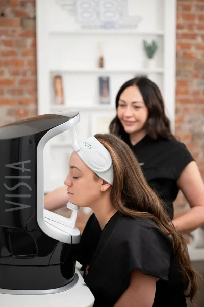 Lady Getting Visia Skin Analysis at Pure Beauty Aesthetics in Albany, OR